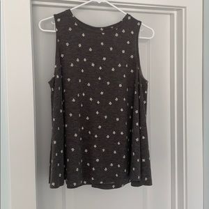 Loft Gray Tank Top With White Flowers